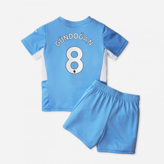 Camisola Manchester City Ilkay Gundogan 8 Criança Equipamento Primeiro 2021-2022 Manga Curta